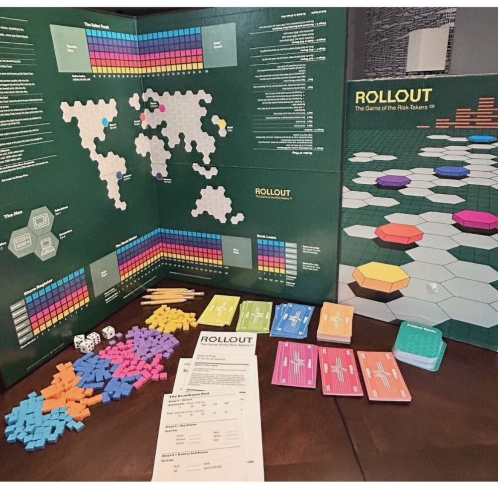 Vintage 1987 Rollout Game Of Risk-Takers Board Game Supremacy Games COMPLETE